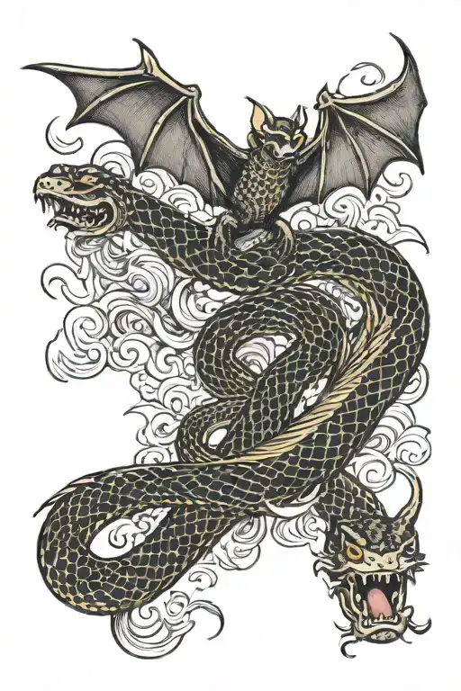 Bat Fighting A Snake