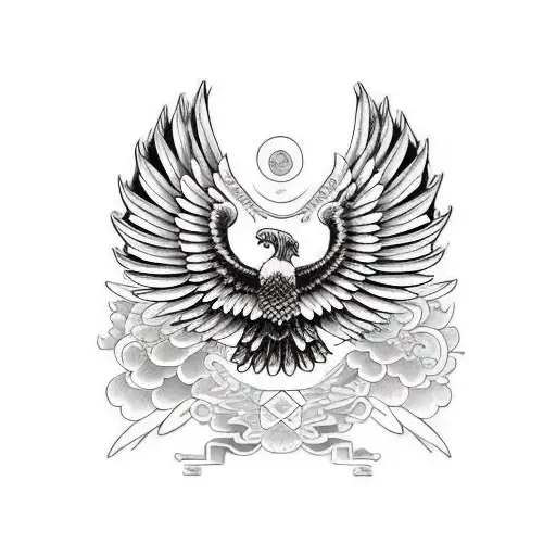 Mexican Eagle With Wings Spread Out