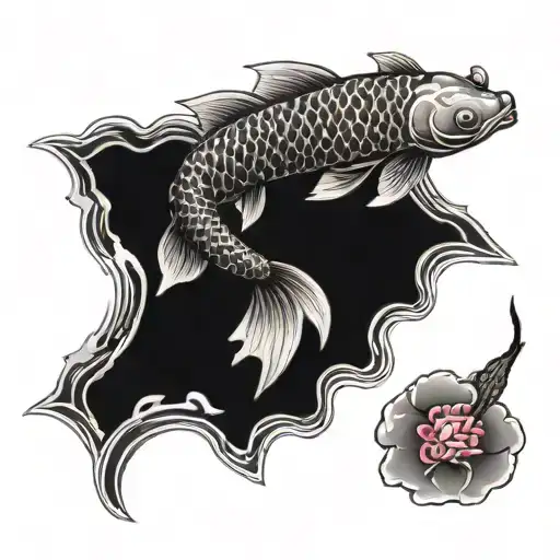 Koi Fish And Cherry Blossoms