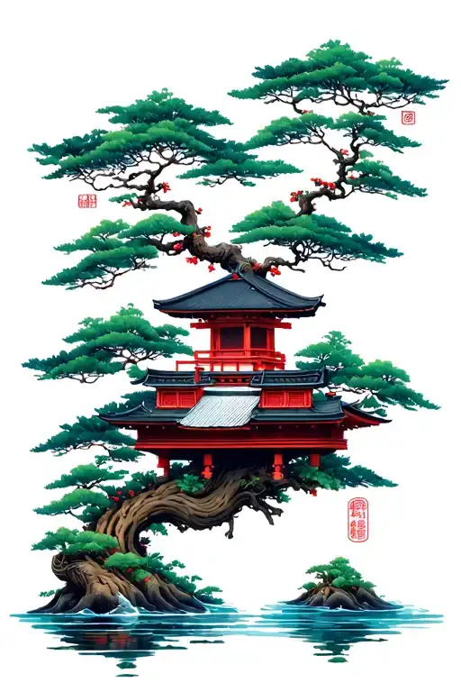 Bonsai Temple Water Overgrown