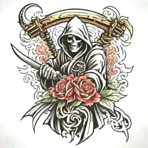 Grim Reaper Tattoo On The Back