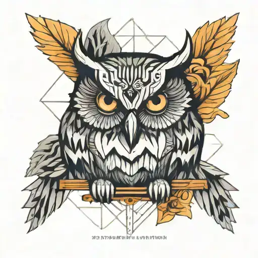Abstract Geometric Design Incorporating An Owl Silhouette