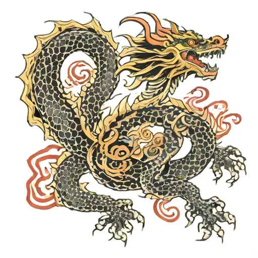 Dragon Rojo A Lo Largo Del Brazo