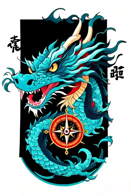 Korean Dragon With Compass Half Sleeve