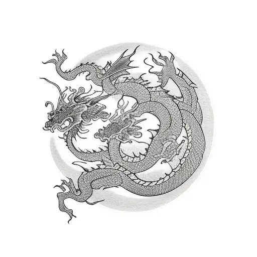 Dragon Und Cherry Flowers