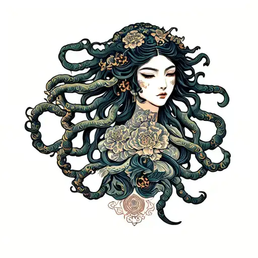 Medusa Trinacria Symbol Surrounded