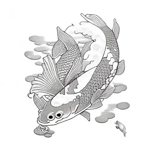 Koi Fish And Chrysanthemum