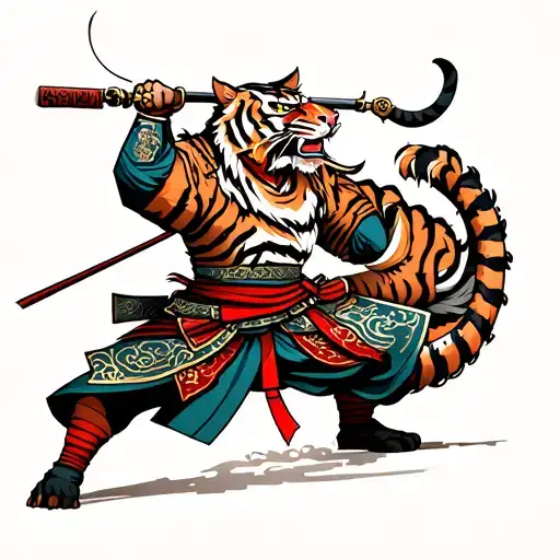 Tigre Samurai Warrior Battling