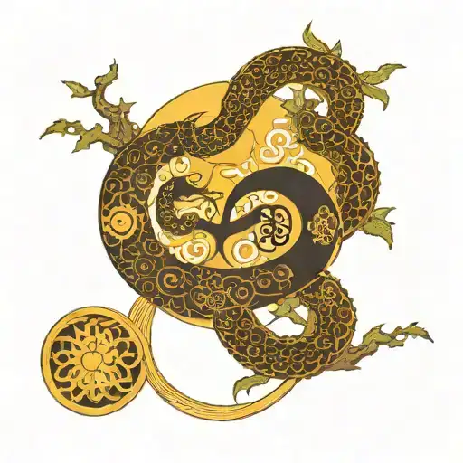 Ouroboros Figure 8 With Tree Of Life In The Circles