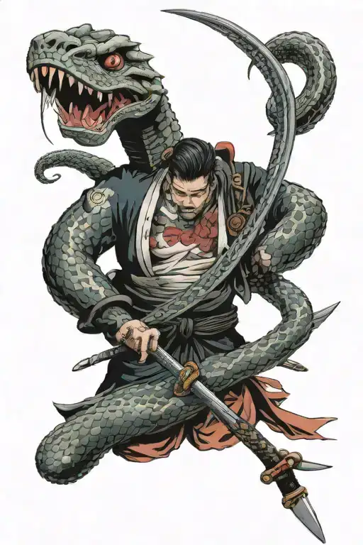 Katana With A Snake Wrapped Around It