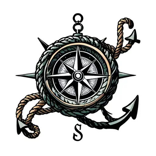 Anchor Sunshine Wave Rope Compass