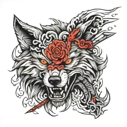 Wolf Head With Weapon