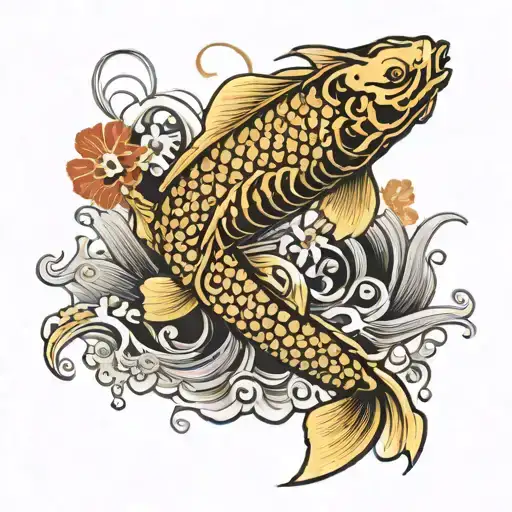 Koi Fish Dragon Samurai