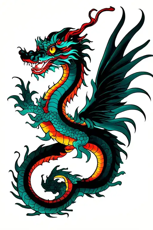 Flying Dragon With Colored Eye