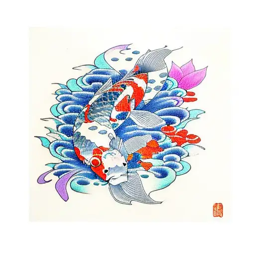 Koi Fish Vibrant Colors