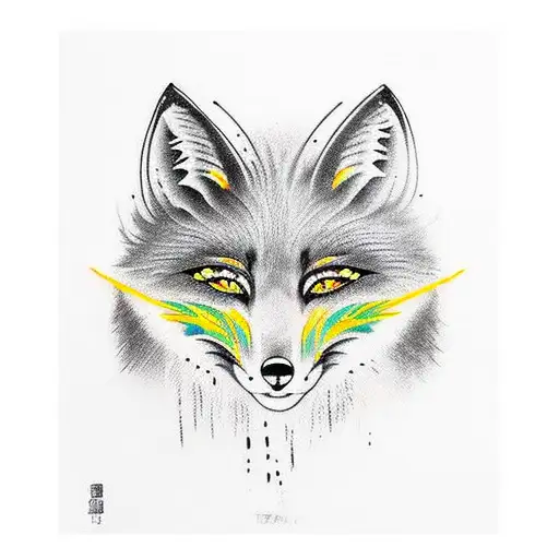 Black Fox With Red Iris And Yellow Eyes