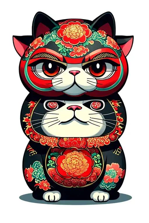 Daruma Doll And Lucky Cat