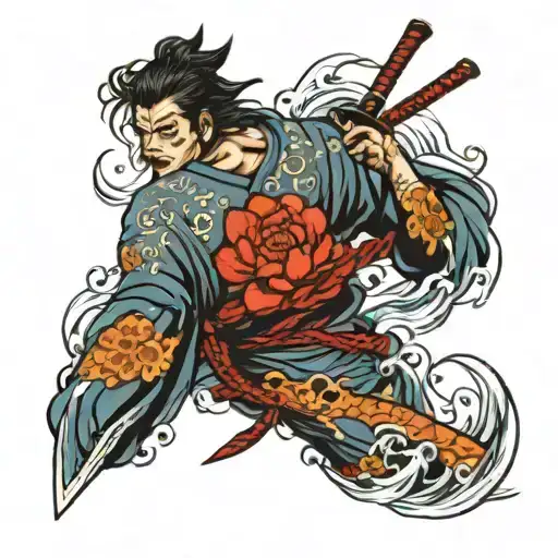 Flowing Water And Katana