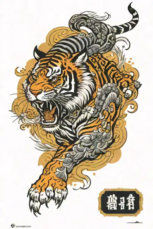 Dancheong As A Frame Around Korean Tiger