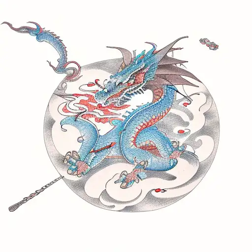 Dragon With Sagittarius Constellation Full Sleeve