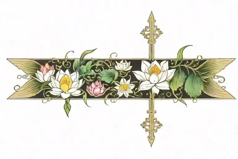 Jewels Vines Lotus Flower Cross Wings