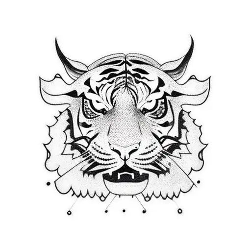 Tiger Head With Chains