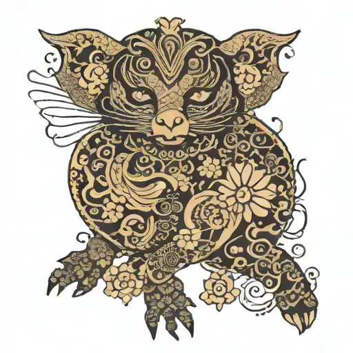 A Spiritual Animal Adorned With Intricate Patterns Inspired By Turkish Coffee Art