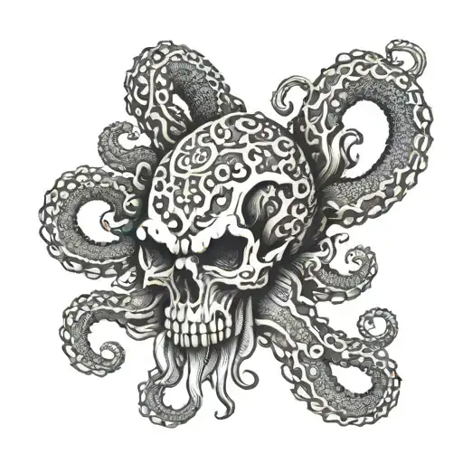 Coral Octopus Shape Of Skull