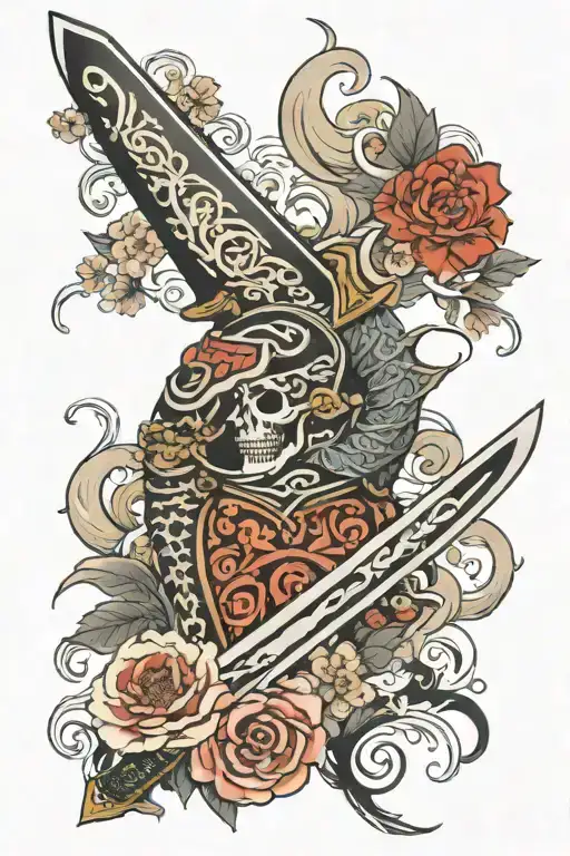 Cards And Sword In Japan Style