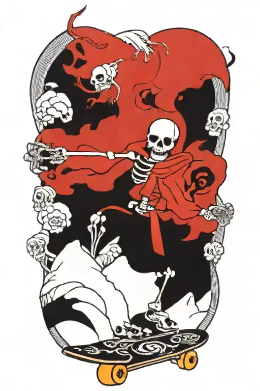 Skeleton Riding Skateboard