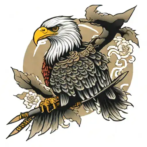 Katana On Eagle Soaring Hart Shaped 2023 Surronded