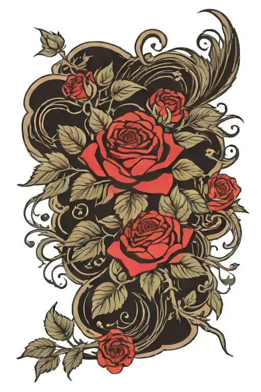 Roman Empire With Roses Growing Dim Illuminated