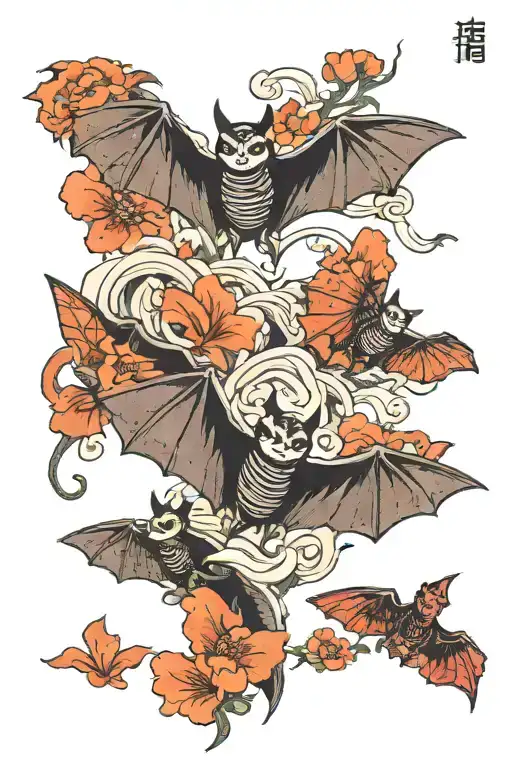 Bats Flying In A Line