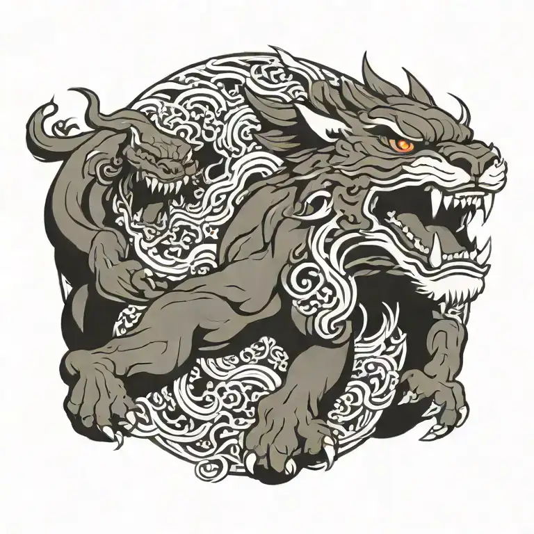 Black And White Shiisa Angry