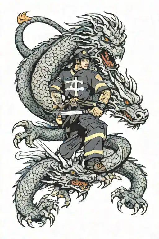 Firefighter Slaying A Dragon