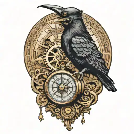 Traveling Crow Holding A Compass And A Steam Punk Hat