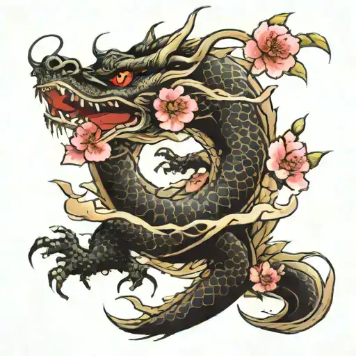 Dragon With Cherry Blossom Petals