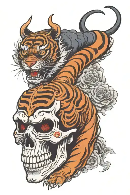 Tiger And Samurai Skull