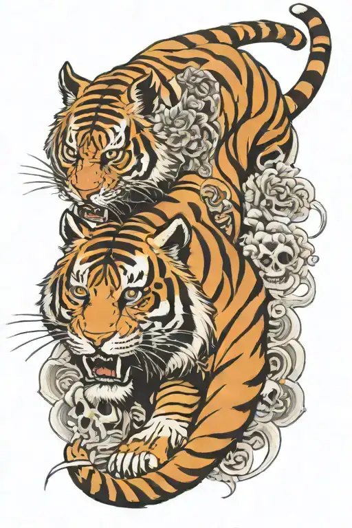 Tiger And Samurai Skull