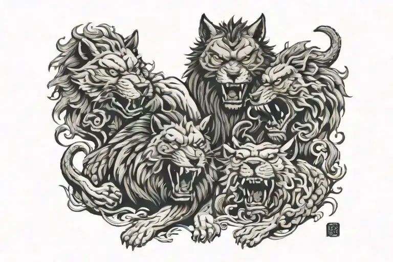 Wolf And Lion Roaring Fight Scene