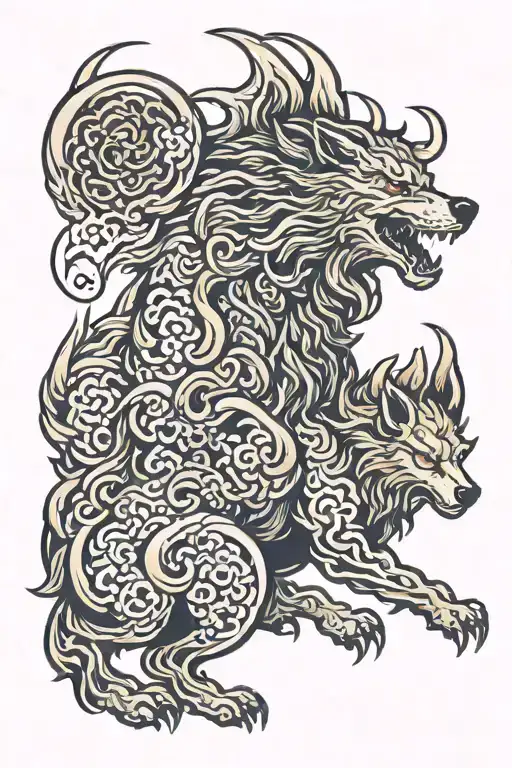 Wolf Left Side Right Side Sheep Burning Door