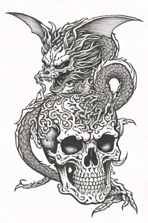 Skull Dragons Flying