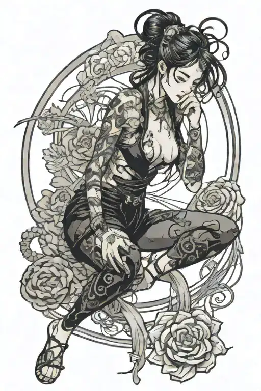 Create A Tattoo Featuring A Stripper Performing In A Dark And Mysterious Elden Ring Inspired Setting