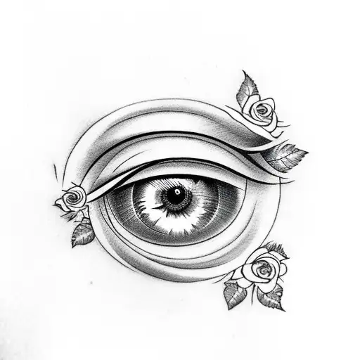 Eye With Roses And Fire