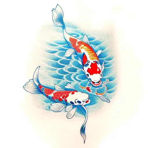 Koi Fish With Chrysanthemum