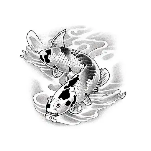 Koi Fish And Chrysanthemum