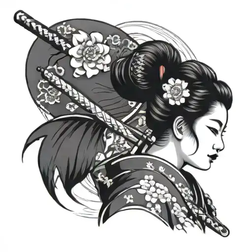 Geisha With Katana Sword
