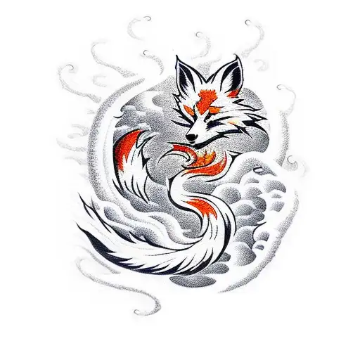 Nine-tailed Fox Surrounded By Snow