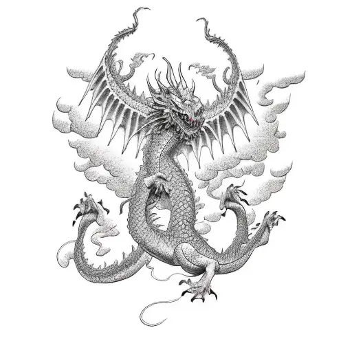 Giant Dragon Descending From The Heavens