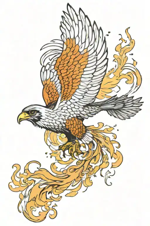 Falcon Phoenix Rising From The Ashes Symbolizing Rebirth
